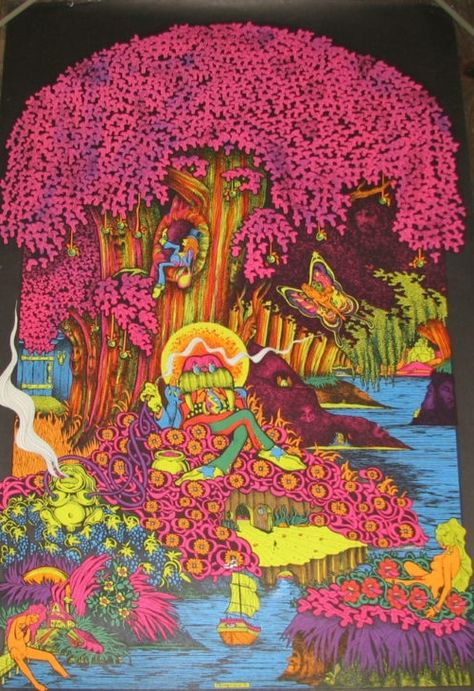 I had this poster in the 70's. 70s Blacklight Poster, Girly Lockscreen, Canyon Painting, Painting Surrealism, Blacklight Posters, Black Canyon, Art Meditation, Black Light Posters, Psychadelic Art