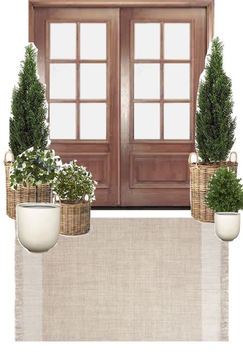 Diy Front Porch Topiaries, Simple Spring Porch Decor, White Planters Outdoor Front Porches, Spring Porch Ideas Entrance, Large Front Porch Furniture Ideas, Faux Topiary Front Porch, Spring Planters Front Door Entrance, Spring Front Porch Decor Entrance, Front Porch Planters Entrance