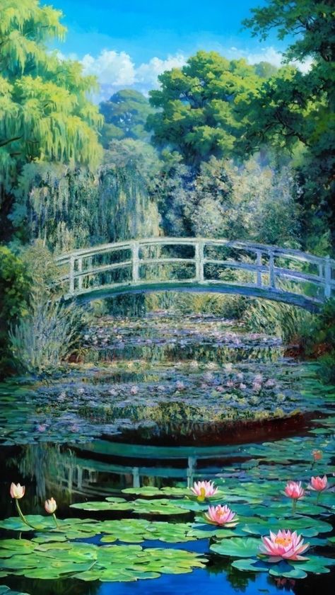 Claude Monet Bridge, Monet Bridge, Bridge Wallpaper, Japanese Bridge, Monet Water Lilies, Water Lilies, Claude Monet, Wallpaper Aesthetic, Bridge