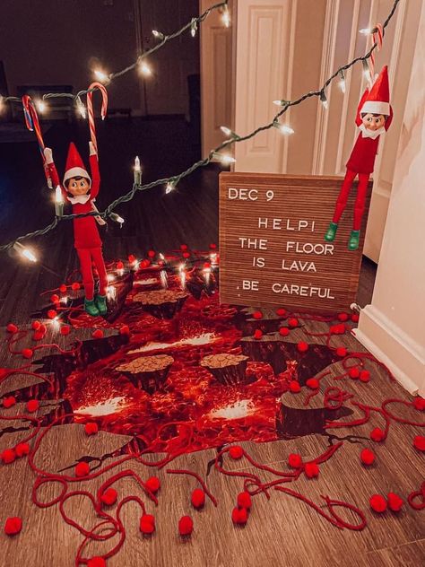 Elf On The Shelf Easy, Napkin Folding Ideas, Thanksgiving Aesthetic, Funny Elf On The Shelf, Paper Napkin Folding, Floor Is Lava, Easy Elf, Folding Ideas, The Floor Is Lava