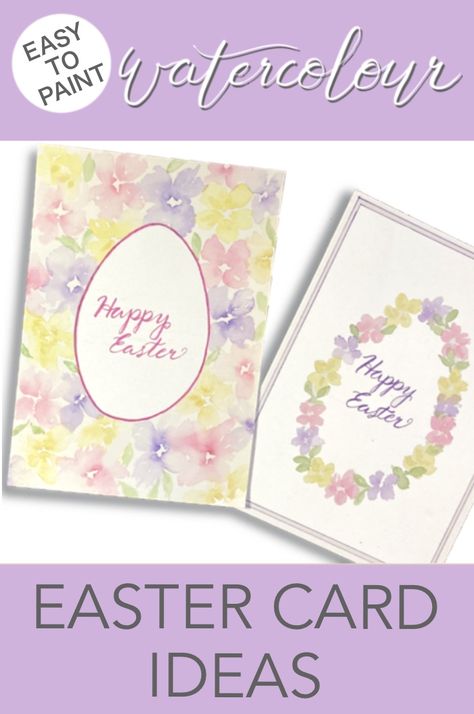 Watercolour Easter Cards Handmade, Easter Cards Handmade Watercolor, Watercolour Easter Cards, Beginner Watercolour, Easter Card Ideas, Watercolour Easter, Watercolour Cards, Easy To Paint, Easter Cards Handmade