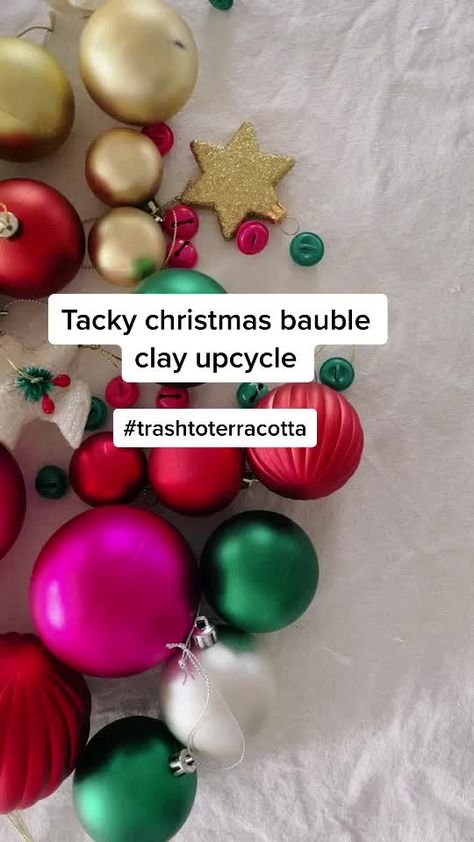 Christmas Bauble Upcycle, Upcycle Christmas Baubles, Upcycled Baubles, Ornament Upcycle, Xmas Baubles, Tacky Christmas, Thrift Flip, Old Christmas, After Christmas