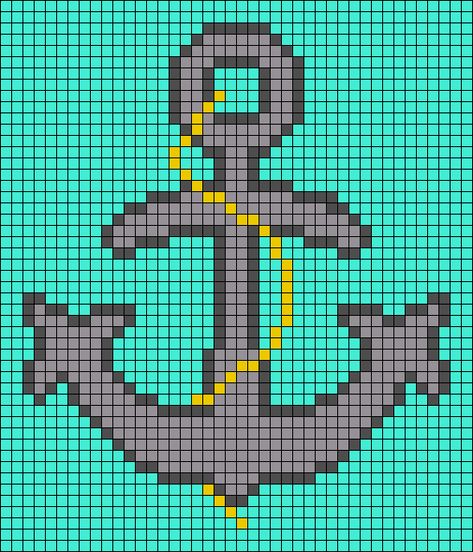 Crochet Anchor, Embroidery Lessons, Easy Cross Stitch Patterns, Diy Perler Bead Crafts, Pixel Drawing, Graph Paper Art, Nautical Rope, Diy Perler Beads, Minecraft Pixel Art