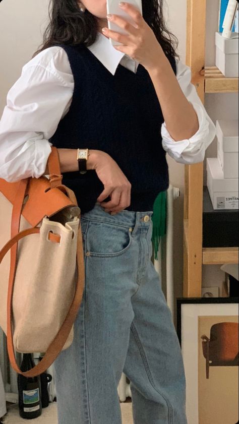 Casual College Outfits, Korean Casual Outfits, Casual Day Outfits, Quick Outfits, Stylish Work Outfits, Mode Inspo, 가을 패션, Korean Outfits, Casual Style Outfits