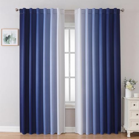 Blue And White Room, Back Tab Curtains, Ombre Curtains, Modern Drape, Drapes For Bedroom, Tab Curtains, Drape Panel, Blackout Drapes, Thermal Curtains