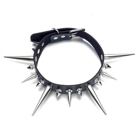 PRICES MAY VARY. Size: The Longest Spike length 5.6cm /2.2", The other spikes length 2.9cm/1.14",the shortest spikes length 1.5cm/0.59" , The Strap Choker Total length 43cm/16.9", width2.4cm/0.98", adjustable from 31- 41cm/12.2-15.4". Package includes: 1 Pcs Spiked Choker Goth and Punk Style : Black Leather Chokers Punk Style, the stylish punk gothic choker is a symbol of individuality, freedom, unrestrainedness, never out of date.Easy to show your strong stylish cool personality, create your ow Spikey Choker, Spiked Choker, Spike Choker, Halloween Costume Jewelry, Collar For Women, Goth Choker, Women Choker Necklace, Goth Necklace, Jewelry Gothic