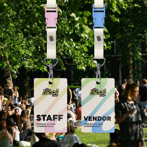 THE LOCAL LOOP • A 3 day market fair featuring local flavors, treasures, and music. Lanyard Mockup Christmas Whiteboard, Lanyard Design Ideas, Standee Design, Name Tag Design, Run Club, Visual Communication Design, Texture Graphic Design, Id Design, Editing Inspiration