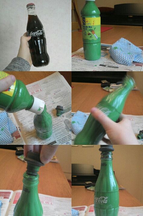 Just made this ^~^ ingredients :) - empty glass coke bottle, green paint, newspaper and time! Glass Coke Bottles, Coke Bottle, Empty Bottles, Favourite Colour, Bottle Green, Cool Inventions, Green Paint, Spray Bottle, Glass Bottles