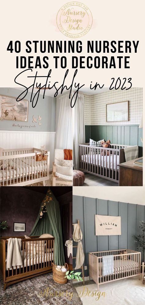 2023 Nursery Trends, Green Neutral Nursery, Bright Nursery Ideas, Wallpaper Trends 2023, Green Nursery Neutral, Soft Nursery Rug, Stunning Nursery, Wallpaper Baby Room, Neutral Boy Nursery