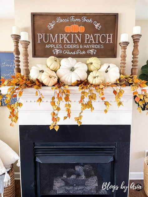 Fall Fireplace Decor, Fall Mantle Decor, Fall Room Decor, Fall Fireplace, Fall Mantle, Fall Decor Inspiration, Fall Decor Ideas, Fall Thanksgiving Decor, Fall Deco