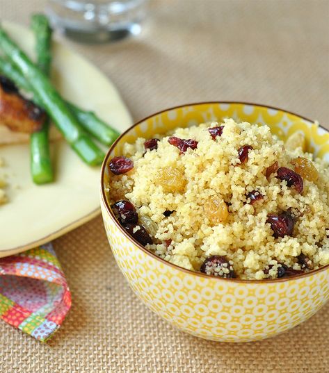 Couscous with Golden Raisins and Dried Cranberries Dried Cranberries Recipes, Couscous Dishes, Mediterranean Couscous, Couscous Recipe, Raisin Recipes, Couscous Recipes, Couscous Salad, Healthier Recipes, Golden Raisins