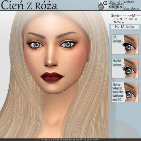 Sims 4 CC's - The Best: No EA eyelashes by cienzroza Sims 4 Remove Ea Lashes, Sims 4 No Ea Lashes Mod, No Ea Lashes Sims 4, Eyelash Remover, Sims 4 Studio, Sims 4 Cc Shoes, Sims 4 Cc Makeup, Sims 4 Cc Skin, Diy Eyelash Extensions