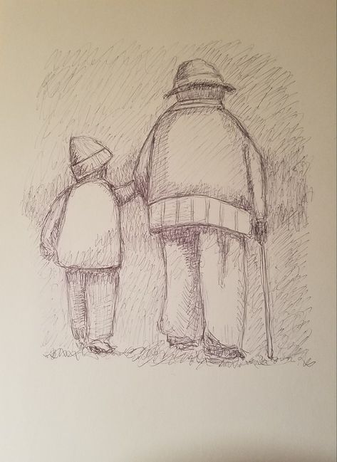 Grandpa And Granddaughter Drawing, Drawings For Grandma, Aging Drawing, Grandfather Drawing, Growing Up Drawing, Grandma Sketch, Grandmother Drawing, Grandpa Drawing, Grandma Drawing