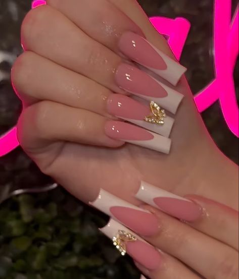 White Tip Acrylic Nails, Acrylic Nails Stiletto, Diy Acrylic Nails, Girly Acrylic Nails, Glow Nails, Short Square Acrylic Nails, Almond Acrylic Nails, Long Square Acrylic Nails, Unique Acrylic Nails