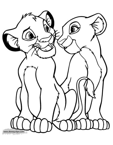 Simba And Nala Drawing, Colouring Pages Disney, Cute Drawings To Color, Simba Coloring Pages, Drawing Lion King, The Lion King Drawing, Lion King Crafts, Lion King Drawing, Simba Drawing