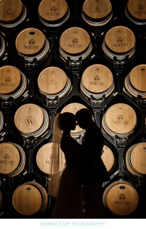 Wine Cellar Wedding, Vineyard Engagement Photos, Winery Wedding Photos, Wine Ideas, Wedding Photography Family, Engagement Photos Country, Country Engagement, Wedding Silhouette, Wine Barrels