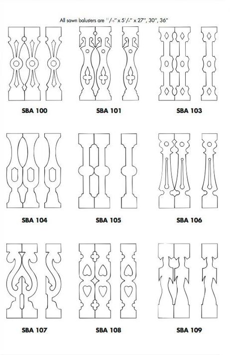 Victorian Millwork, Sawn Balusters, Baluster Design, Porch Balusters, Gingerbread Trim, Victorian Porch, Wood Balusters, Scroll Saw Patterns Free, Porch Railing