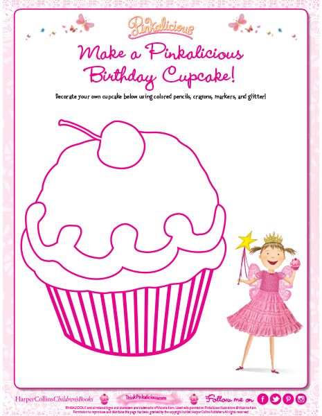 Pinkalicious Activities, Decorate Your Own Cupcake, Pinkalicious Birthday Party, Pinkalicious Party, At Home Activities, Pink Snacks, Using Colored Pencils, Cupcake Coloring Pages, Polka Dot Birthday