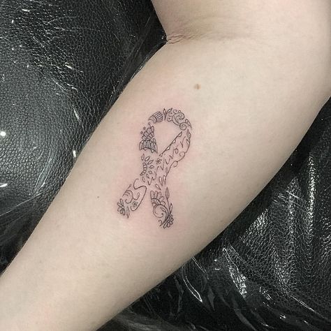 Lymphoma Tattoo, Pink Ribbon Tattoos, Survivor Tattoo, Ribbon Tattoos, Tattoos Skull, Dainty Tattoos, Tattoos For Daughters, Mom Tattoos, Simplistic Tattoos