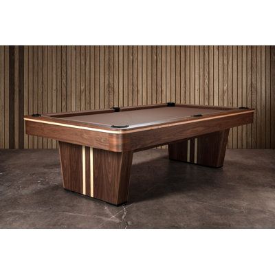 No other pool table on the market adds more class and sophistication to your home than the Doc & Holliday Derby. Crafted in the U.S. by master craftsmen and built from solid walnut wood and exquisite maple inlays, this table is sure to be a conversation piece for years to come. With its sleek rounded upper rails and aprons, we've created a truly sophisticated pool table that features an innovative design that sets it apart from other billiard tables. With genuine leather pockets and Americana gu Basement Gym Ideas, Pool Table Slate, Billiard Pool Table, Doc Holliday, Pool Tables, Billiards Pool, Rec Room, Pool Table, Solid Walnut