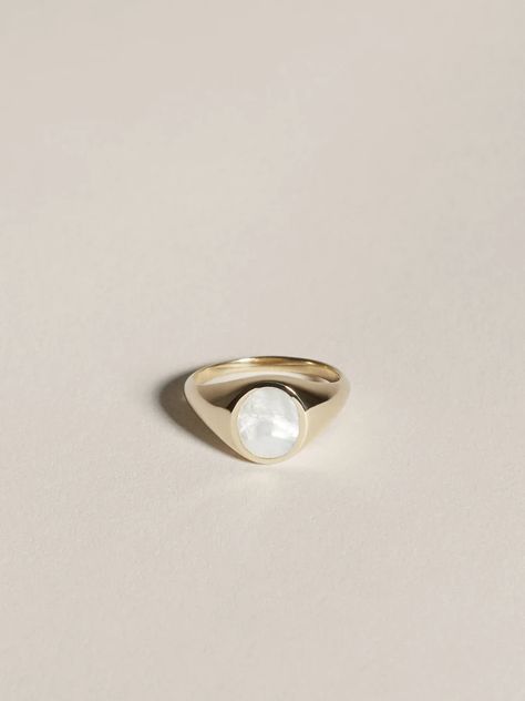 Oval Inlay Signet (Mother of Pearl) | J.Hannah Jewelry J Hannah, Stone Inlay, Fine Jewelry Collection, 로고 디자인, Silver Pearls, Signet Ring, Future Wedding, Pearl Jewelry, Jewelry Inspiration