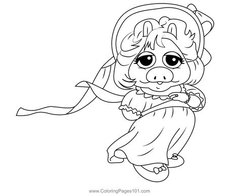 Cutie Miss Piggy Coloring Page Miss Piggy Coloring Pages, Piggy Coloring Pages, Baby Coloring Pages, Baby Printables, Muppet Babies, Miss Piggy, Shark Party, 80s Cartoons, Baby Colors