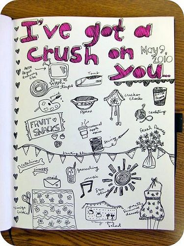 Art Journal. Prompt: I've got a crush on.... Crush Journal Ideas, Crush Journal, Decorated Journal, Name Drawings, Journal Inspo, A Crush, Mischief Managed, Journal Writing, Scrapbook Ideas