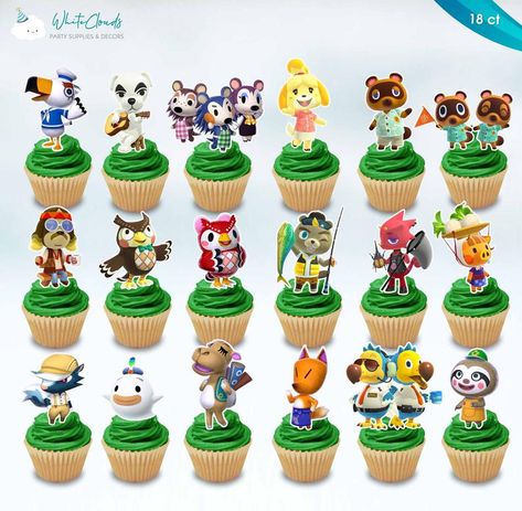 2 Cupcake Cake, Fishing Birthday Cards, Cloud Party, Character Cupcakes, Leaf Confetti, Cake Lettering, Diy Cake Topper, Animal Crossing Characters, Custom Party Favors