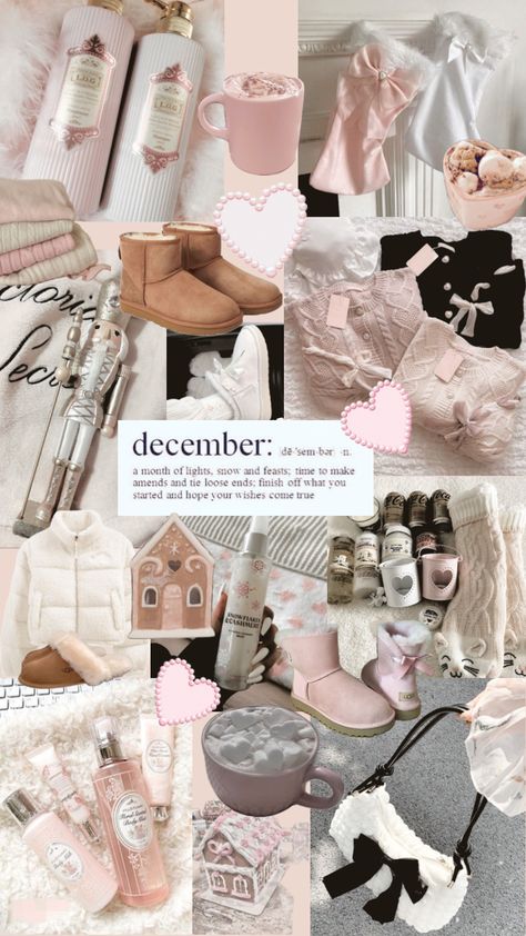 Iphone Wallpaper For Christmas, Pink December Aesthetic, Cute Winter Backgrounds Aesthetic, Winter Vibe Wallpaper, Pink Christmas Collage Wallpaper, Pink Winter Lockscreen, Light Pink Winter Aesthetic, Pink Christmas Room Decor Aesthetic, Christmas Wallpaper 2024