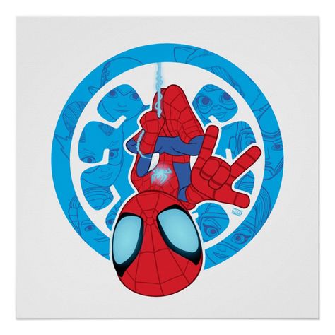 Spidey Upside Down, Spiderman Design, Spider Logo, Spider Coloring Page, Spidey And His Amazing Friends, Surreal Tattoo, Spiderman Cartoon, Cookie Images, Hanging Upside Down