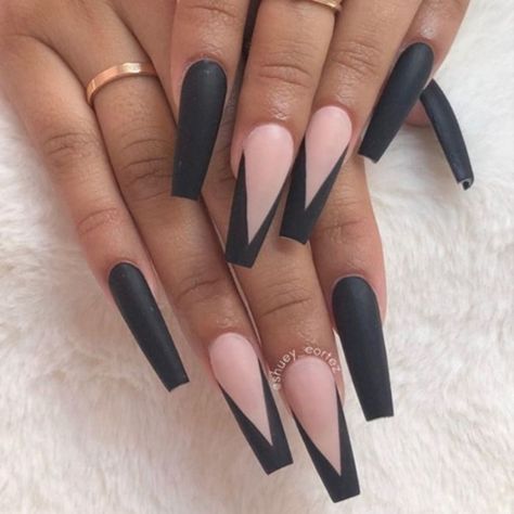 Mate Nails, Acrylic Nail Designs Coffin, Brown Acrylic Nails, Unghie Sfumate, Black Coffin Nails, Black Acrylic Nails, Short Coffin Nails, Cute Acrylic Nail Designs, Coffin Shape Nails