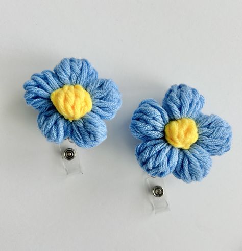 *Handmade* Crochet Flower badge reel. Perfect for your favorite badge buddy! Crochet Badge Reel, Medical Badge, Badge Buddy, Nurse Badge Holders, Teacher Student, Flower Clip, Crochet Flower, Badge Holder, Badge Holders Lanyard