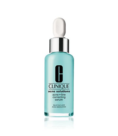 Clinique Acne Solutions Acne + Line Correcting Serum: Developed specifically for adult skins that are experiencing breakouts along with lines and wrinkles. Gentle, hydrating formula helps clear and treat acne without dryness or irritation. Potent anti-aging technology visibly improves lines, wrinkles, texture. See skin that’s clear, smooth and youthful. Oil-free. Clinique Acne, Clinique Acne Solutions, Best Face Serum, Skin Care Routine For 20s, Acne Serum, Acne Solutions, Acne Remedies, How To Treat Acne, Anti Aging Skin Products