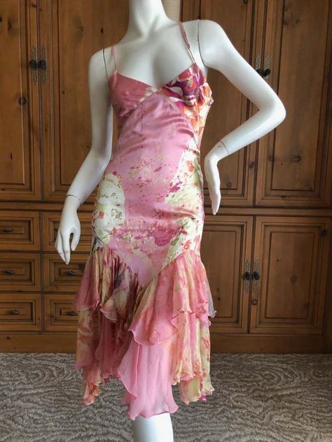 Core Outfits, Roberto Cavalli Dress, Cavalli Dress, Mermaid Core, Silk Cocktail Dress, Just Cavalli, Pink Silk, Looks Style, Looks Vintage