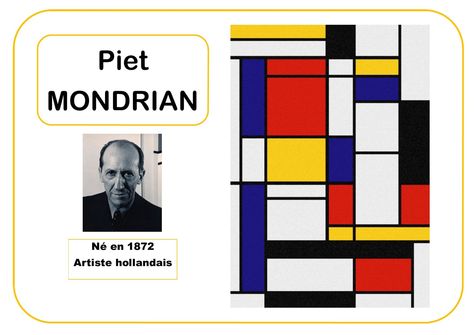 Piet Mondrian - Portrait d'artiste en MS Mondrian Architecture, Mondrian Kids, Mondrian Art Projects, Mondrian Painting, Piet Mondrian Painting, Famous Artists Paintings, Mondrian Art, Montessori Art, Art Lessons For Kids