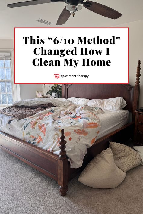 See how this writer tried using the 6/10 List, created by Organized Chaos, as her new cleaning routine for two weeks. Organized Chaos 6/10 List, The 6/10 List, 30 Minute Cleaning Routine, 6/10 Cleaning, How To Clean Your Bedroom, Clean House Inspiration, Deep Cleaning Bedroom Checklist, How To Deep Clean Your House, Cleaning Sink Drains