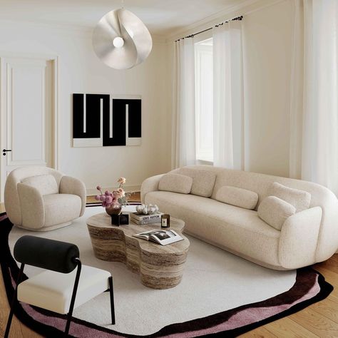 Best Buy Furniture (@bestbuyfurniture) • Instagram photos and videos Shaped Pillows, Cream Sofa, Travertine Coffee Table, Big Pillows, Set Sofa, Delicious Cream, Velvet Accent Chair, Stylish Tables, Living Room Scandinavian