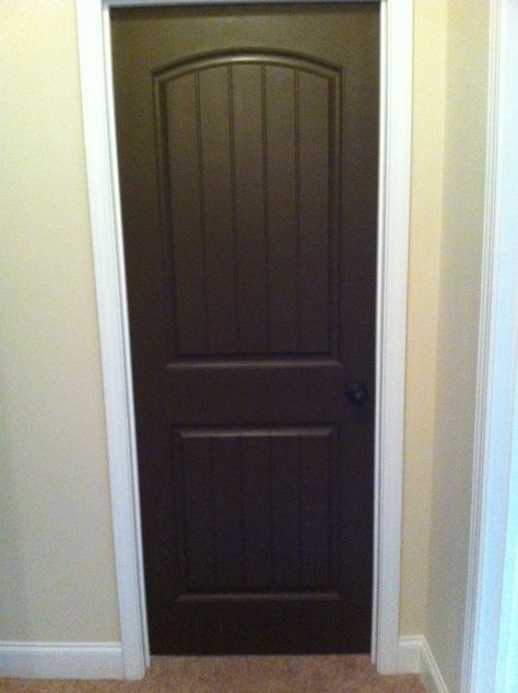 painted interior door | Interior Project #1 – Painting Doors Painted Brown Interior Doors, Brown Interior Doors Painted, Black Interior Doors With Beige Walls, Beige Walls Black Doors, Chocolate Brown Door, Dark Brown Doors Interior, Dark Brown Interior Doors, Brown Interior Doors, Painted Interior Door