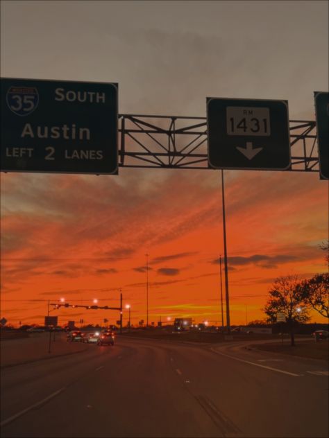 Sunset driving aesthetic texas austin Texas atx sunsets golden hour Welcome To Texas Sign Aesthetic, 70s Texas Aesthetic, South Texas Aesthetic, Texas Vision Board, Living In Texas Aesthetic, Austin Texas Aesthetic Night, Austin Core Aesthetic, Small Town Texas Aesthetic, Texas Life Aesthetic