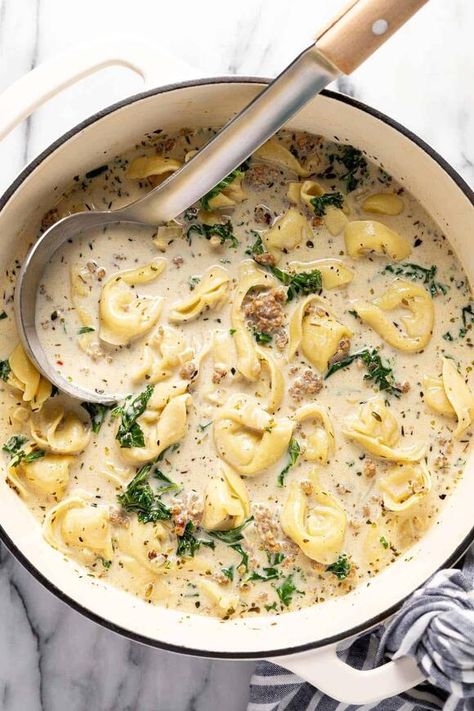 Creamy Italian Sausage Tortellini Soup – A Rich, Hearty, and Flavor-Packed Bowl You’ll Crave - NewsBreak Instant Pot Sausage Tortellini Soup, Creamy Tortellini Soup With Sausage, Instant Pot Tortellini Soup, Italian Sausage Tortellini, Italian Sausage Tortellini Soup, Cozy Recipes, Sausage Tortellini Soup, Slow Cooker Meatloaf, Tomato Tortellini Soup