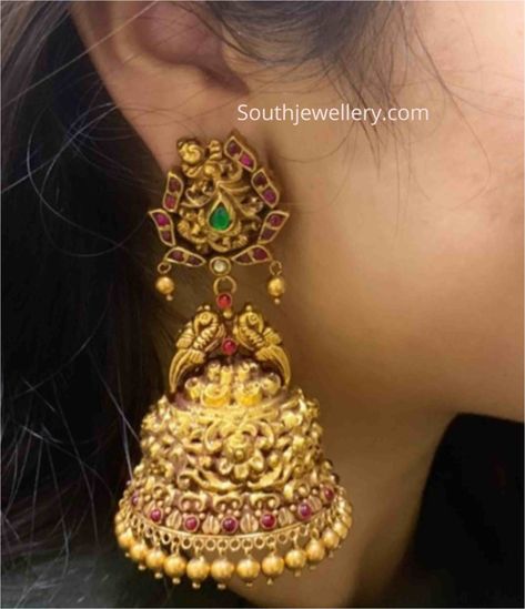 Buttalu Designs Gold, Nakshi Jhumkas, Buttalu Designs, Pearl Haram, Gold Buttalu, Polki Pendant, Temple Jewellery Earrings, Gold Jhumka Earrings, Gold Temple Jewellery