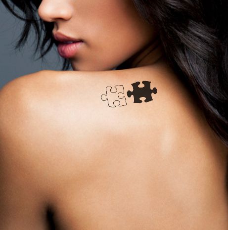 Puzzle piece tattoo - outline piece with one 'head' representing birth mother, filled in piece with 2 'heads' representing adoptive parents - adoption tattoo Simple Puzzle Piece Tattoo, Puzzle Pieces Tattoo, Adoption Tattoo, Puzzle Piece Tattoo, Puzzle Tattoos, Peace Tattoos, Ying Yang Tattoo, Piece Tattoo, Pieces Tattoo