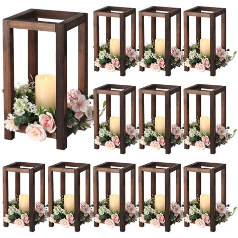 PRICES MAY VARY. Rustic Wedding Wooden Lanterns: there are 6 pieces of wooden lanterns, each lantern holder is about 5.51 x 5.51 x10.63 inches (L x W x H), exquisite and vintage in appearance, suitable for wedding, engagement or family table decoration; Please note that candles and flowers are not included Reliable and Serviceable: the farmhouse engagement lantern is made of quality wood material with fine workmanship, strong and stable, not easy to break, deform or fade, safe for your using wit Rustic Lantern Centerpieces, Lantern For Wedding, Wooden Candle Lanterns, Wedding Lantern, Rustic Wood Lanterns, Lanterns Fireplace, Farmhouse Lantern, Lantern Wedding, Lantern Centerpiece