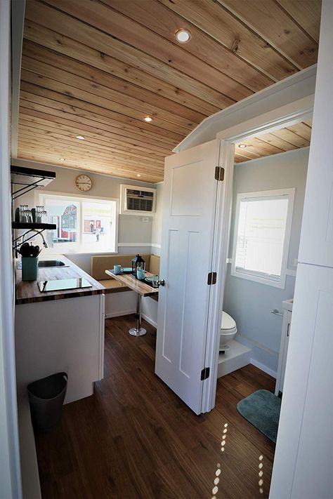 20-Foot Tiny House You Can Order on Amazon 003 Trailer Patio, Mobile Tiny House, Tiny House Bathrooms, Victorian Tiny House, Cheap Tiny House, House Gadgets, Trailer House, Dream Camper, Downstairs Bedroom