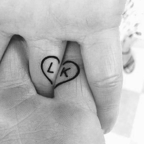 Marriage Tattoos For Couples Heart With Initals Small Design Ideas On Fingers Marriage Tattoos, Husband Tattoo, Couple Tattoos Love, Love Symbol Tattoos, Cute Matching Tattoos, 16 Tattoo, Tattoos For Couples, Small Matching Tattoos, Ring Tattoo