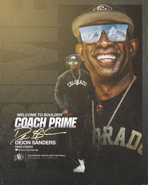 Colorado Buffaloes Football on Twitter: "AD Rick George has named COACH PRIME @DeionSanders to be the 28th full-time head football coach at CU. Welcome Coach Prime to Colorado! 📝 https://t.co/otRTjyivpr https://t.co/q63LyoWqSX" / Twitter Colorado Buffaloes Football, Center Sport, Bowling Green State University, College Gameday Outfits, Deion Sanders, Communication Technology, Sports Design Inspiration, Colorado Buffaloes, Sports Aesthetic