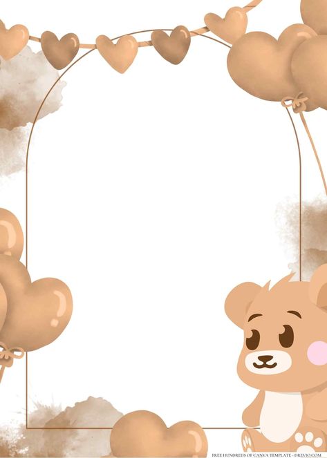 FREE-Brown Teddy-Canva-Templates (2) | Download Hundreds FREE PRINTABLE Birthday Invitation Templates Media Teddy Bear Invitation Template, Bear Invitations, Free Printable Birthday Invitations, Invitation Maker, Baby Shower Templates, Bear Theme, Printable Birthday Invitations, Birthday Invitations Kids, Themed Birthday Party