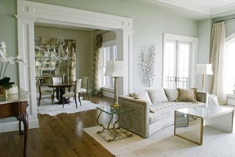 Thornton Sage by Benjamin Moore - A fresh green that puts you at ease at bedtime and energizes you in the morning. Bedroom Paint Colors Master, Dining Room Paint Colors, Eclectic Dining Room, Eclectic Dining, Dining Room Paint, Eclectic Interior Design, Neutral Paint Colors, Room Paint Colors, Bedroom Paint Colors