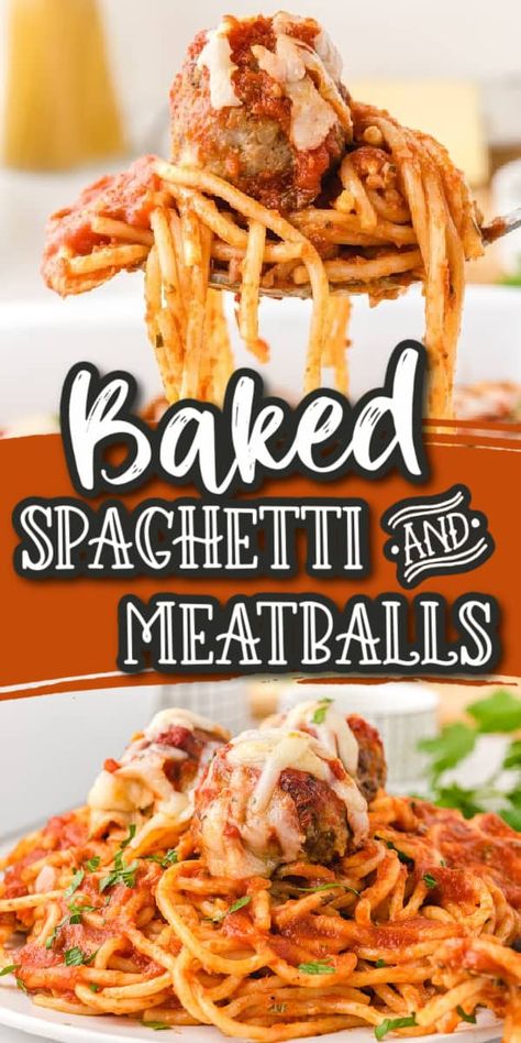 Baked Spaghetti And Meatballs, Supper Meals, Traditional Spaghetti, Creamy Fruit Salads, Meatball Dinner, Family Dinner Night, Red Sauce Pasta, Pinky Girl, Easy Spaghetti