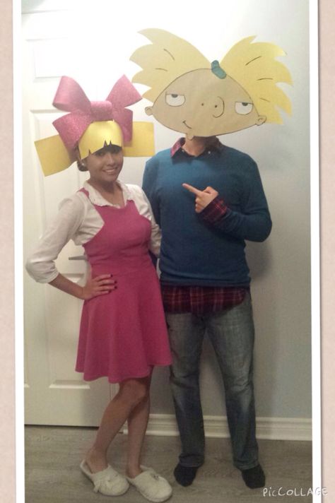 Hey Arnold Halloween Costume! #heyarnold #helga #arnold #helgapataki #halloween #90s #footballhead #halloweencostume #throwbackcostume #moveitfootballhead Hey Arnold Costume, 90s Cartoon Costumes, 90s Inspired Halloween Costumes, Hidden Temple, Iconic Halloween Costumes, Great Costume Ideas, 90s Halloween Costumes, Comic Con Costumes, The Spice Girls